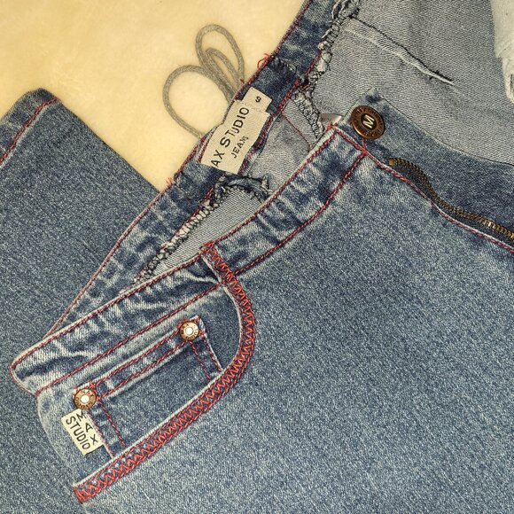 Max Studio Jeans 6 Dark Blue Wash with Red Stitching - Picture 1 of 8